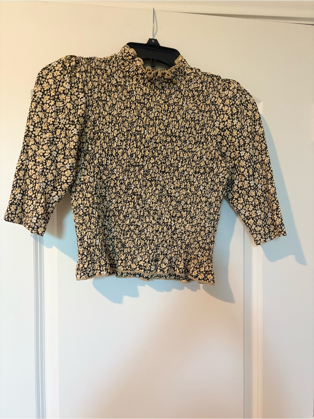 Sandro Smocked Floral Top